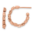 Leslie's Sterling Silver Rose Gold-plat Polished/Hammered J-Hoop Earrings