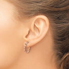 Leslie's Sterling Silver Rose Gold-plat Polished/Hammered J-Hoop Earrings - Image 3