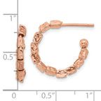 Leslie's Sterling Silver Rose Gold-plat Polished/Hammered J-Hoop Earrings - Image 4