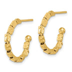 Leslie's Sterling Silver Gold-plat Polished/Hammered J-Hoop Post Earrings - Image 2