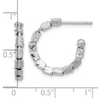 Leslie's Sterling Silver Rh-plated Polished/Hammered J-Hoop Post Earrings - Image 4