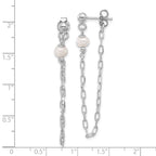 Leslie's Sterling Silver RH-plat FWC Pearl Front/Back Chain Dangle Earrings - Image 4