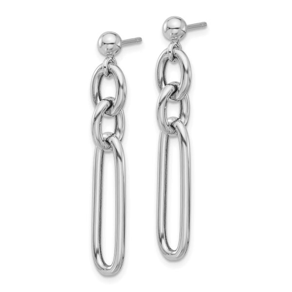 Leslie's Sterling Silver RH-plated Polished Fancy Link Post Dangle Earrings - Image 2