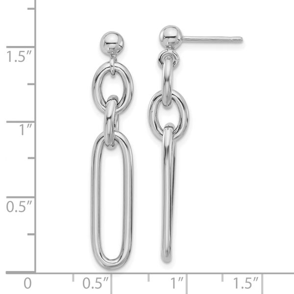 Leslie's Sterling Silver RH-plated Polished Fancy Link Post Dangle Earrings - Image 4