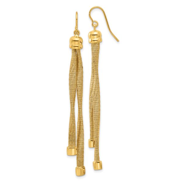 Leslie's Sterling Silver Gold-plat Twist Texture Wrapped 2-strand Earrings