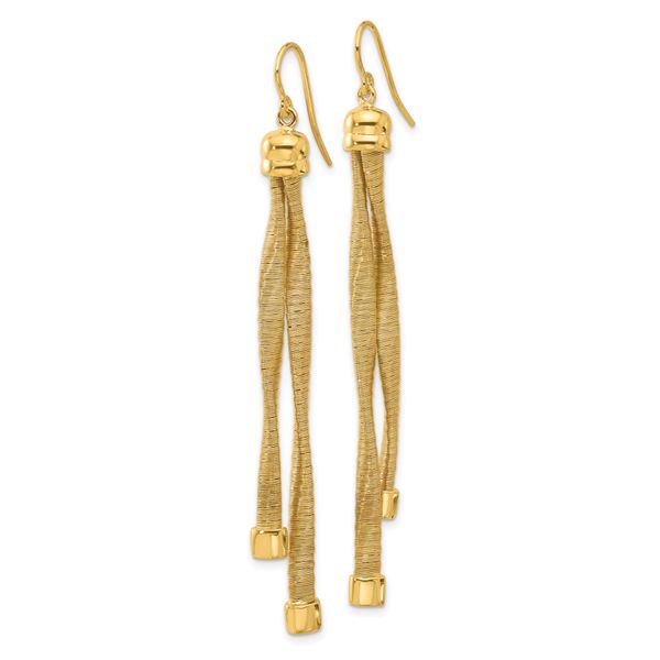 Leslie's Sterling Silver Gold-plat Twist Texture Wrapped 2-strand Earrings - Image 2