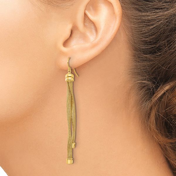 Leslie's Sterling Silver Gold-plat Twist Texture Wrapped 2-strand Earrings - Image 3