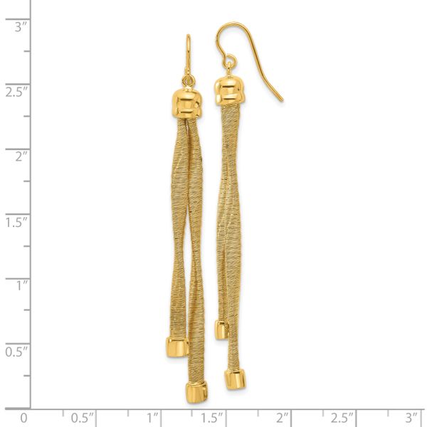 Leslie's Sterling Silver Gold-plat Twist Texture Wrapped 2-strand Earrings - Image 4