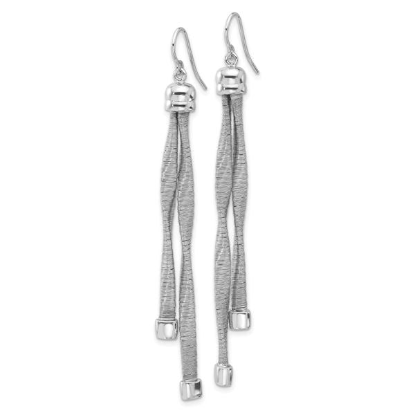Leslie's Sterling Silver Rh-pl Twist Texture Wrapped 2-strand Twist Earring - Image 2
