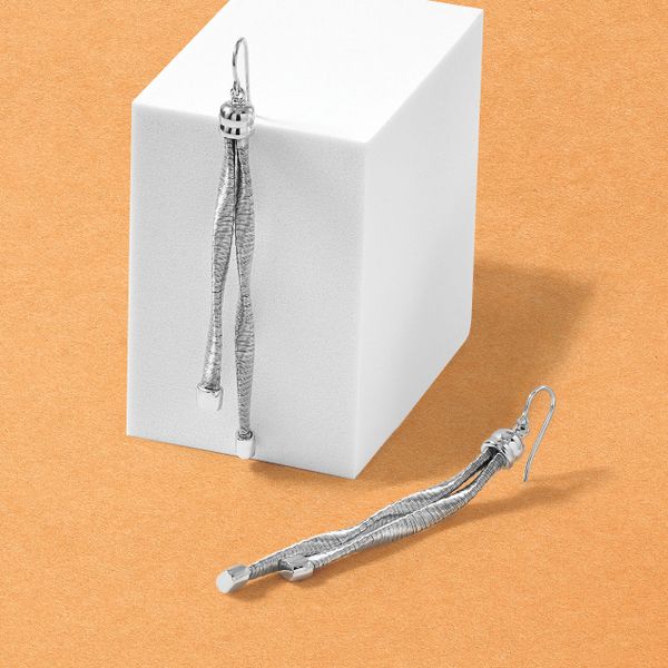 Leslie's Sterling Silver Rh-pl Twist Texture Wrapped 2-strand Twist Earring - Image 5