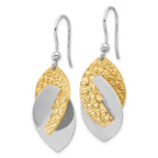 Leslie's SS Rhod and Gold-tone Polished and Textured Dangle Earrings - Image 2