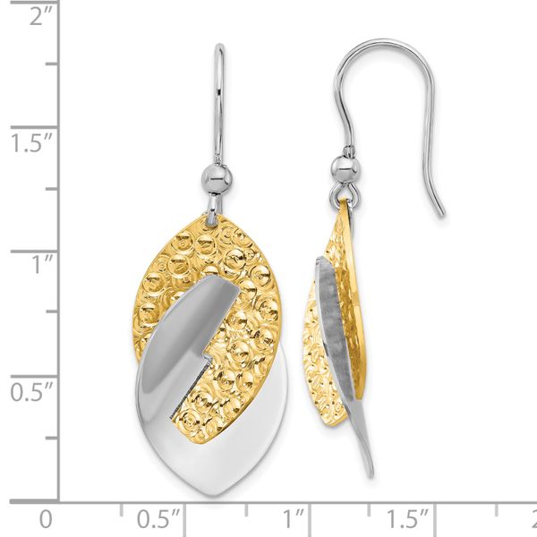 Leslie's SS Rhod and Gold-tone Polished and Textured Dangle Earrings - Image 4