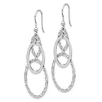 Leslie's Sterling Silver Rh-plated Polished/Textured Ovals Dangle Earrings - Image 2