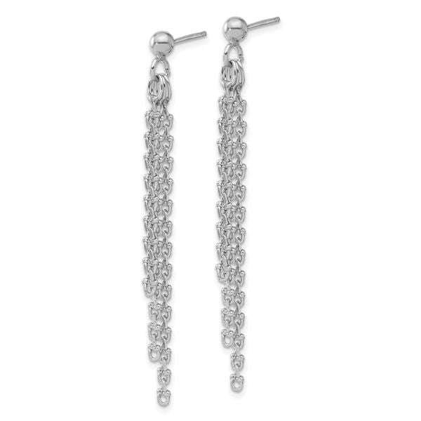 Leslie's Sterling Silver Rh-plated Polished 3-Strand Post Dangle Earrings - Image 2