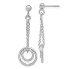 Leslie's Sterling Silver Rh-plated Polished Circles on Chain Dangle Earring