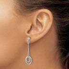 Leslie's Sterling Silver Rh-plated Polished Circles on Chain Dangle Earring - Image 3