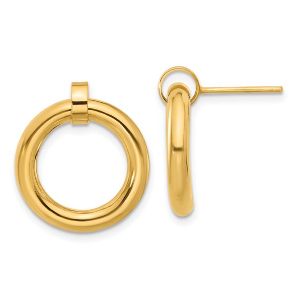 Leslie's Sterling Silver Gold-tone Polished Circle Post Dangle Earrings