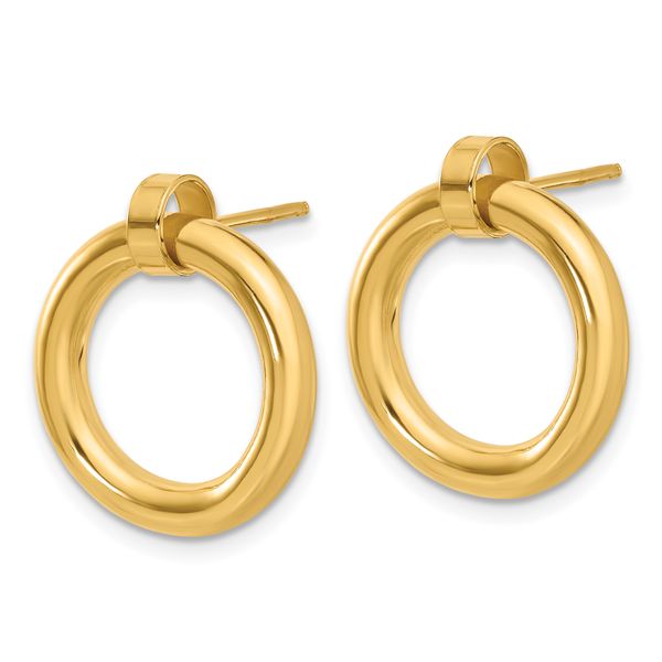 Leslie's Sterling Silver Gold-tone Polished Circle Post Dangle Earrings - Image 2