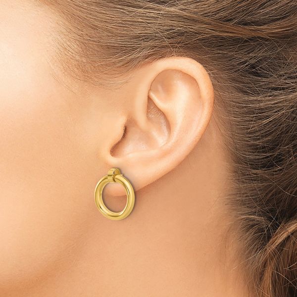 Leslie's Sterling Silver Gold-tone Polished Circle Post Dangle Earrings - Image 3