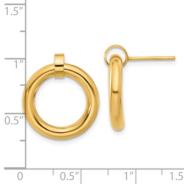 Leslie's Sterling Silver Gold-tone Polished Circle Post Dangle Earrings - Image 4