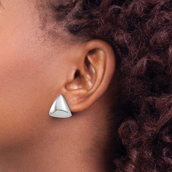 Leslie's Sterling Silver Rh-plated Polished Hollow Triangle Post Earrings - Image 3