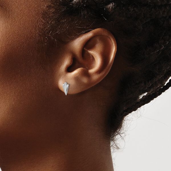 Leslie's Sterling Silver Rh-plated Polished Arrowhead Post Earrings - Image 3