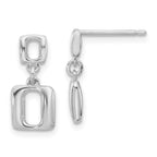 Leslie's Sterling Silver Rhodium-plated Square Link Dangle Post Earrings