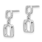 Leslie's Sterling Silver Rhodium-plated Square Link Dangle Post Earrings - Image 2