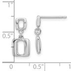 Leslie's Sterling Silver Rhodium-plated Square Link Dangle Post Earrings - Image 4