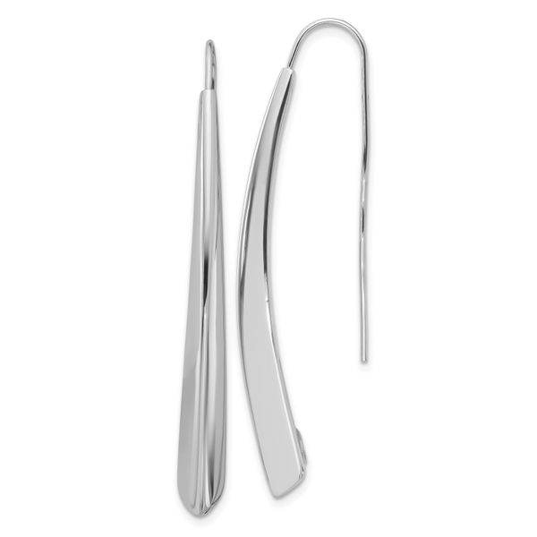 Leslie's Sterling Silver Rhodium-plate Polished Drop Bar Threader Earrings