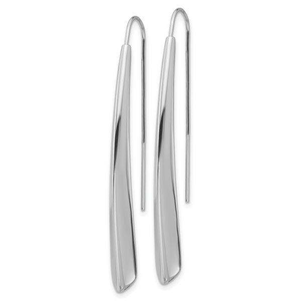 Leslie's Sterling Silver Rhodium-plate Polished Drop Bar Threader Earrings - Image 2