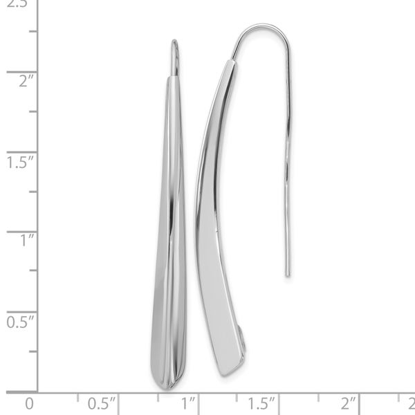 Leslie's Sterling Silver Rhodium-plate Polished Drop Bar Threader Earrings - Image 4
