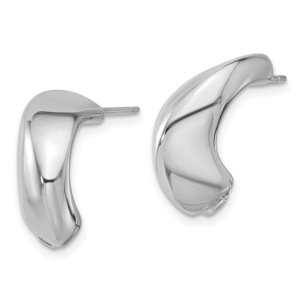 Leslie's Sterling Silver Rhodium-plated Polished J-Hoop Earrings - Image 2
