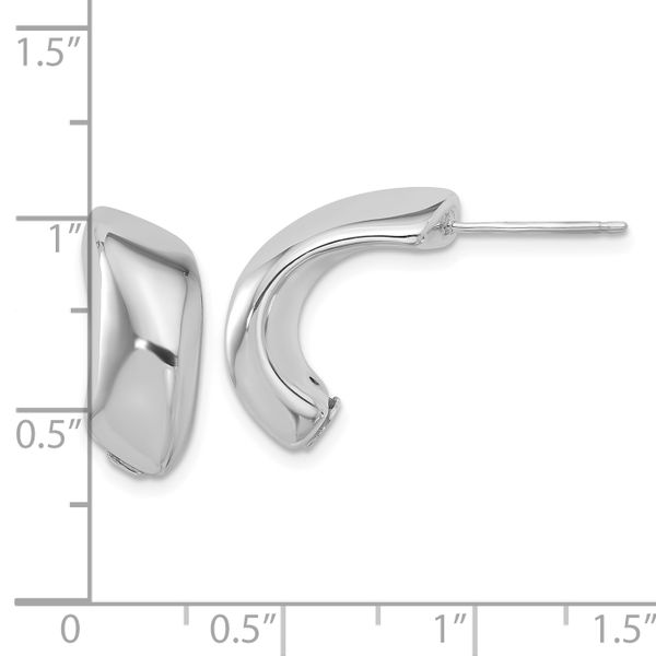 Leslie's Sterling Silver Rhodium-plated Polished J-Hoop Earrings - Image 4