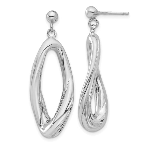 Leslie's Sterling Silver Rhodium-plated Polished Dangle Post Earrings