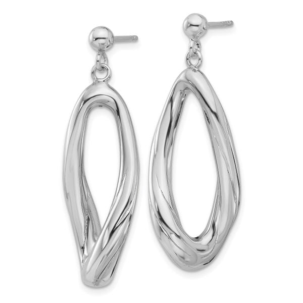 Leslie's Sterling Silver Rhodium-plated Polished Dangle Post Earrings - Image 2
