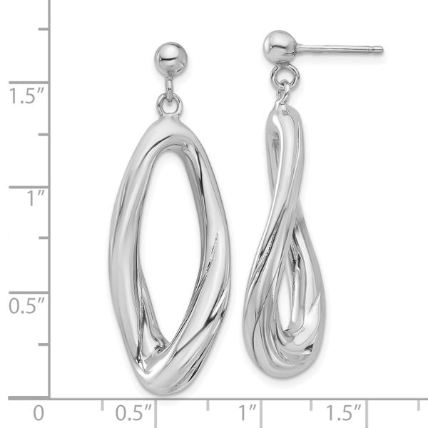 Leslie's Sterling Silver Rhodium-plated Polished Dangle Post Earrings - Image 4
