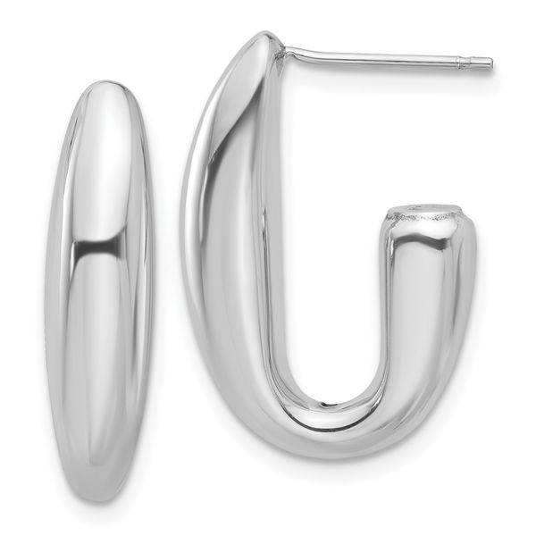 Leslie's Sterling Silver Rhodium-plated Polished J-Hoop Earrings
