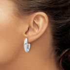 Leslie's Sterling Silver Rhodium-plated Polished J-Hoop Earrings - Image 3