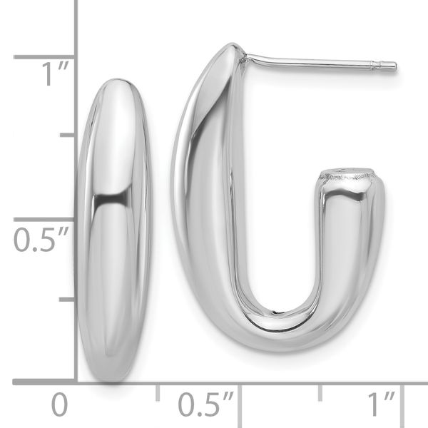 Leslie's Sterling Silver Rhodium-plated Polished J-Hoop Earrings - Image 4