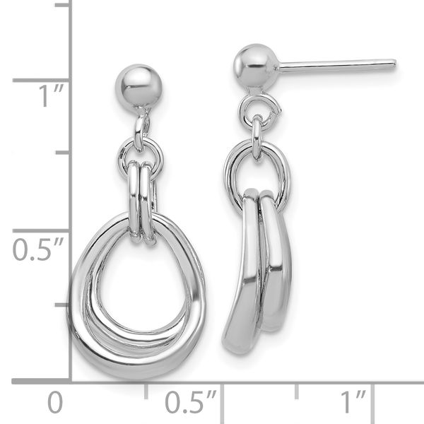Leslie's Sterling Silver Rhodium-plated Polished Post Dangle Earrings - Image 4