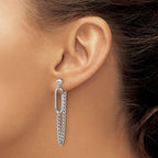 Leslie's Sterling Silver Rhodium-plated Post Chain Dangle Earrings - Image 3