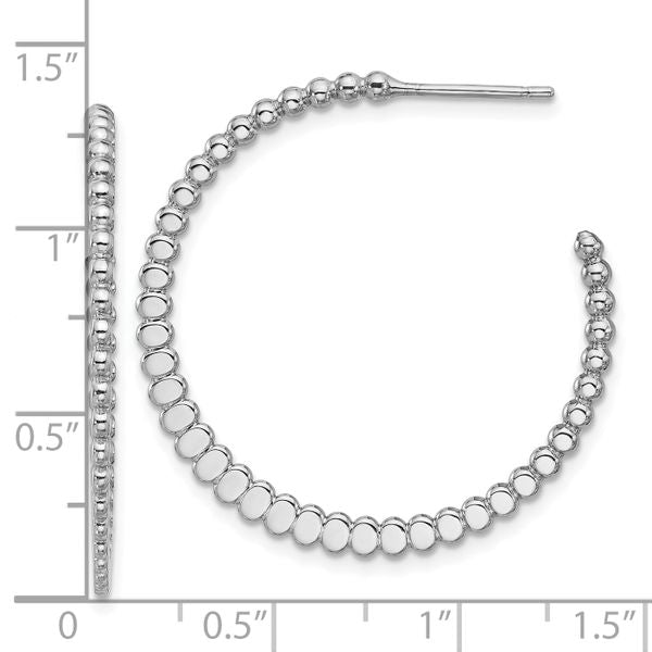 Leslie's Sterling Silver Rhodium-plated Polished J-Hoop Earrings - Image 4