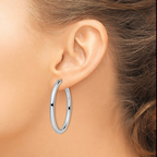 Leslie's Sterling Silver Rhodium-plated 3.5mm Tube Earrings - Image 3