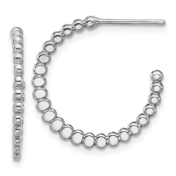 Leslie's Sterling Silver Rhodium-plated Polished J-Hoop Earrings
