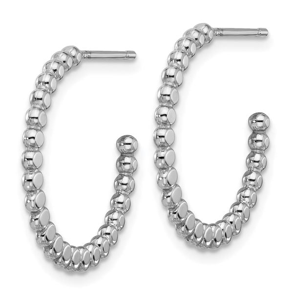 Leslie's Sterling Silver Rhodium-plated Polished J-Hoop Earrings - Image 2