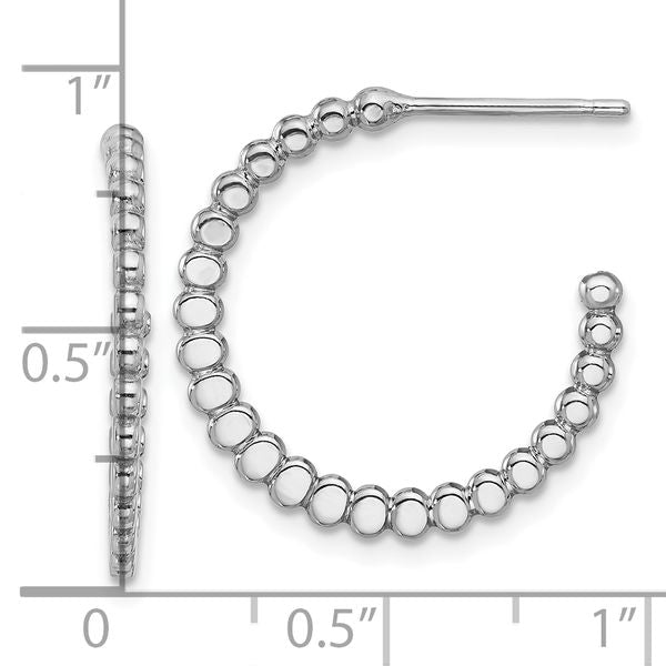 Leslie's Sterling Silver Rhodium-plated Polished J-Hoop Earrings - Image 4