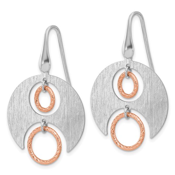 Leslie's SS Rhodium/Rose gold-plat Polished/Brushed Dangle Earrings - Image 2