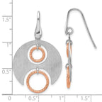 Leslie's SS Rhodium/Rose gold-plat Polished/Brushed Dangle Earrings - Image 4
