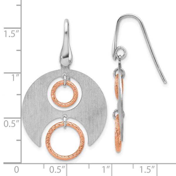 Leslie's SS Rhodium/Rose gold-plat Polished/Brushed Dangle Earrings - Image 4